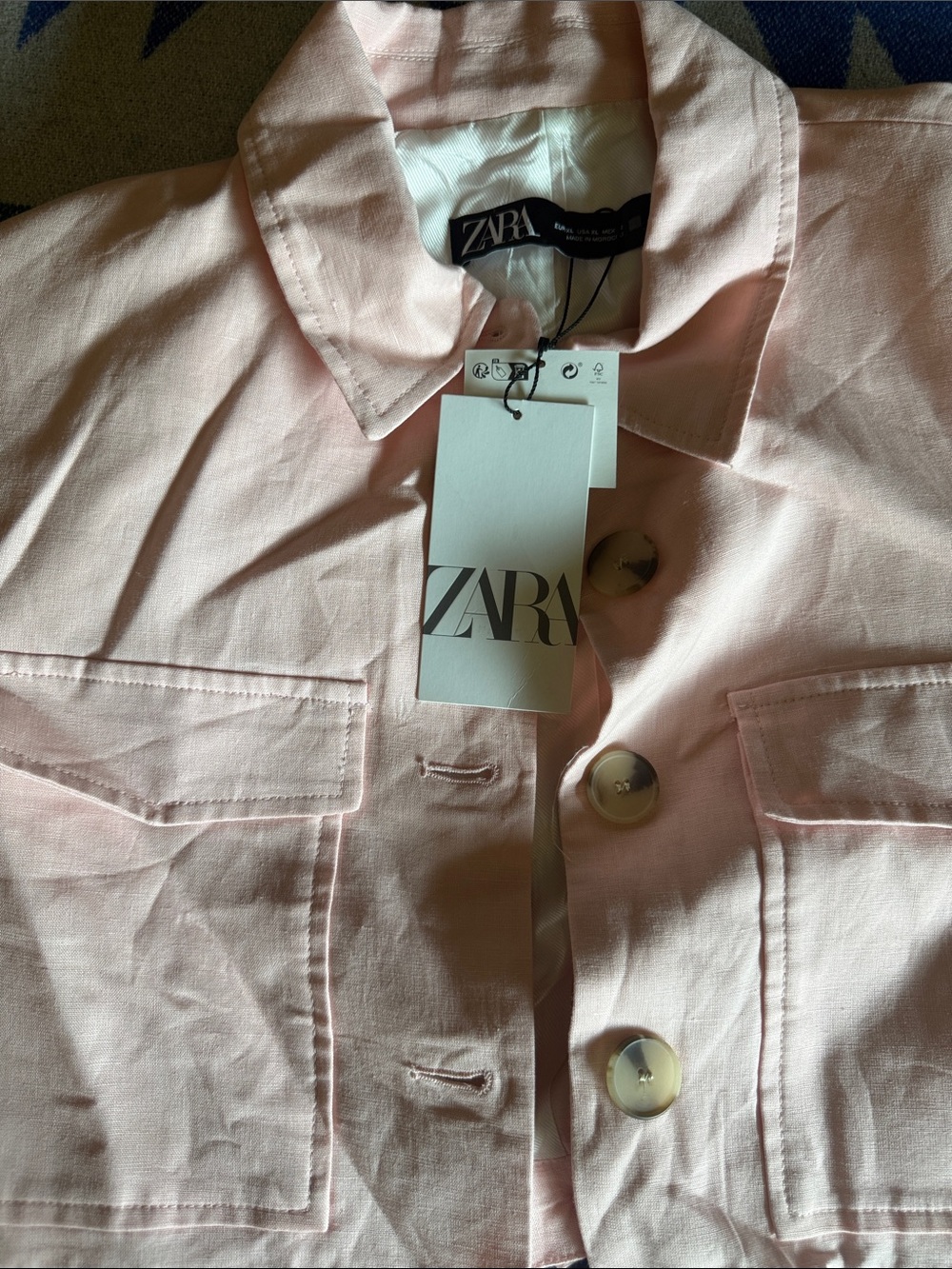 ZARA Pale Pink Cropped Denim Jacket
